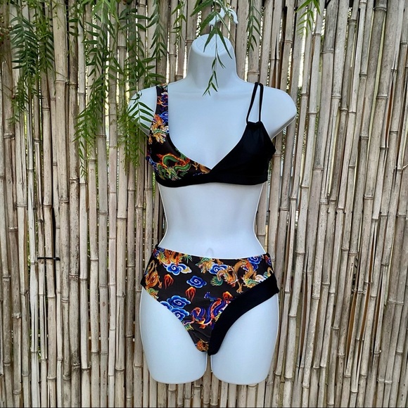 Shein Chinese Dragon Print Bikini Swimsuit sz S - Picture 2 of 9